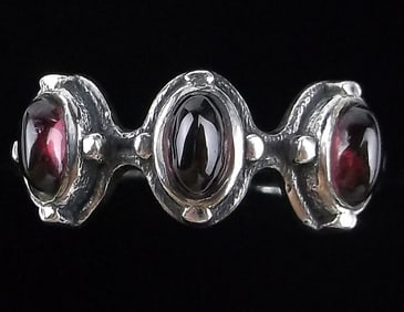 New Thick Sterling Silver Garnet Ring 8