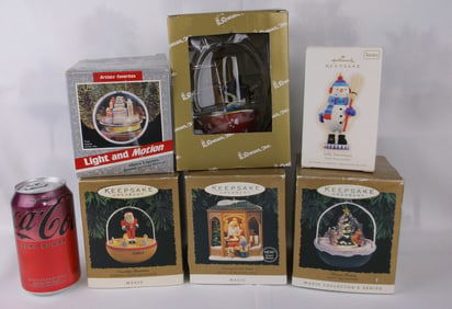 6 Vintage Hallmark Motion Light Sound Christmas Ornaments $134