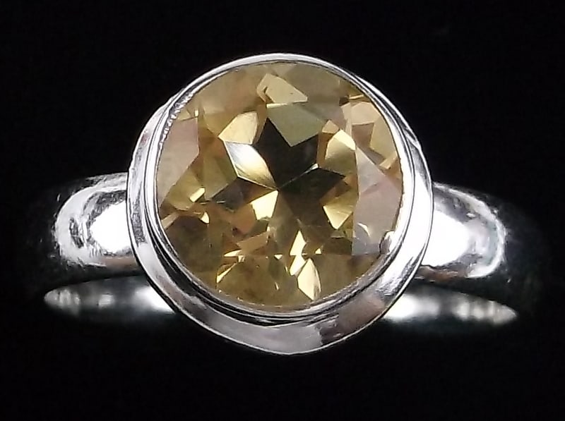 New Thick Sterling Silver 1.5ct Citrine Ring 7 (1 of 2)