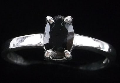 New Thick Sterling Silver Black Obsidian Ring 8.5