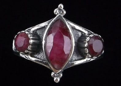 New Thick Sterling Silver 1.25cttw Ruby Ring 8