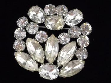 Stunning Antique 1930s Rhinestone Crystal Brooch