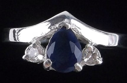 New Thick Sterling Silver Blue Chalcedony Ring 7.5