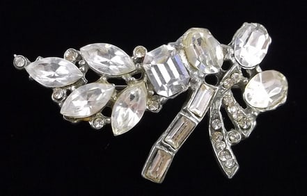 Stunning Antique 1930s Art Deco Rhinestone Brooch
