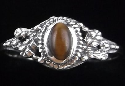 New Bali Sterling Silver Tigers Eye Ring 7