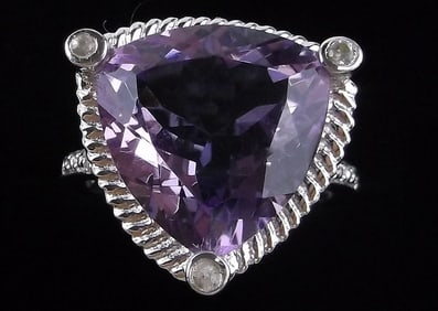 New Big Designer Sterling Silver 8ct Amethyst Ring 6
