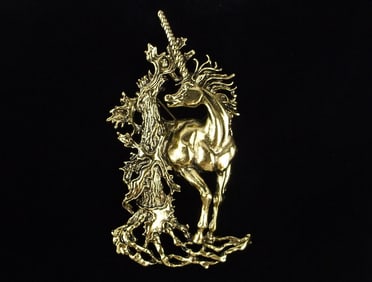 Big Mint Enameled Unicorn Brooch