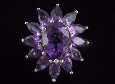 New Designer Sterling Silver 4cttw Amethyst Ring 8.5