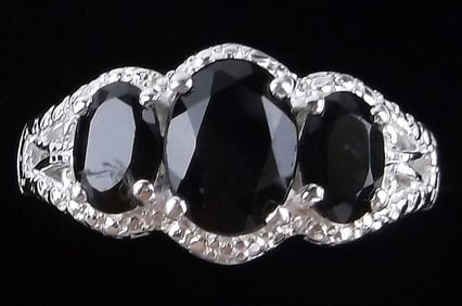New Designer Sterling Silver Black Obsidian Ring 7