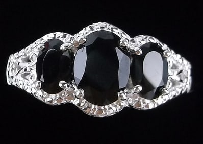 New Designer Sterling Silver Black Obsidian Ring 8