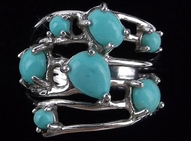 New Designer Sterling Silver Turquoise Ring 8