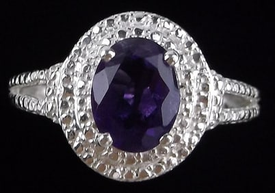 New Designer Sterling Silver 1ct Amethyst Ring 8