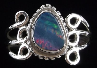 Mint Designer Sterling Silver Natural Blue Opal Ring 7.5