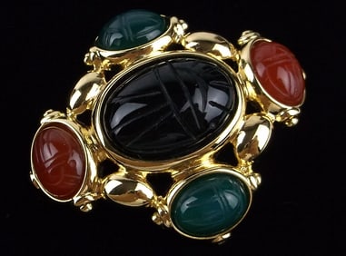 Mint Vint Designer Gemstone Egyptian Scarab Earrings
