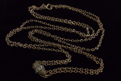 Mint Antique 1910s 12kt GF Opal Seed Pearl Necklace 24"