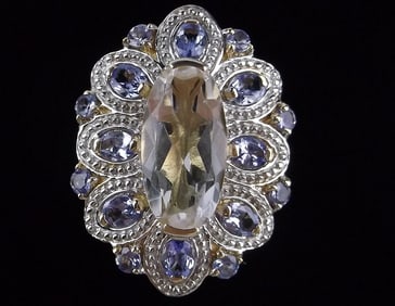 Mint Big Designer Gold Over Sterling Tanzanite Ring 6