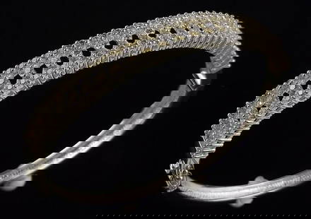 Mint Designer Thick Sterling Silver Crystal Latch Bracelet 8": Guaranteed Solid 925 Sterling Silver, in Excellent Condition