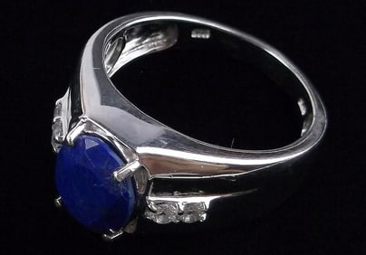 New Big Thick Designer Sterling Silver Lapis Mens Ring 12