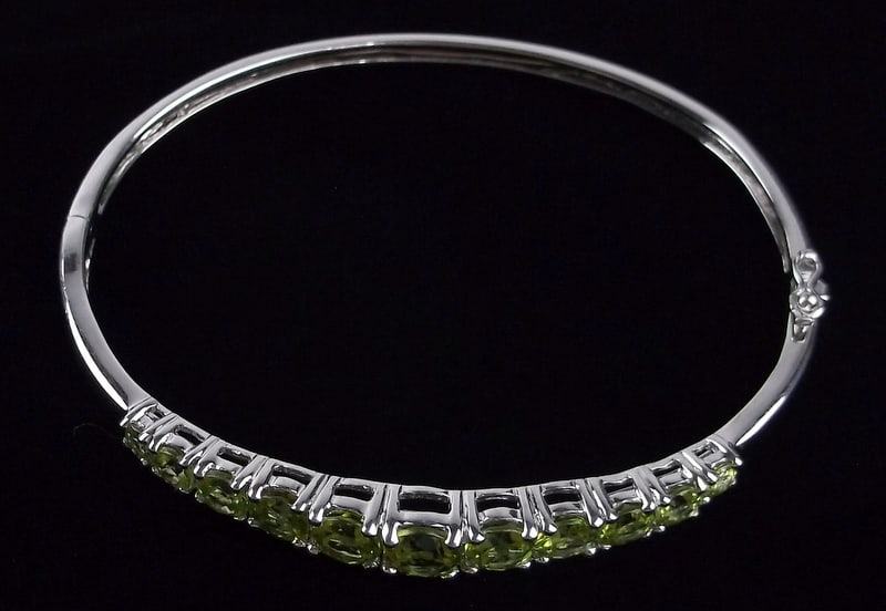 New Thick Designer Sterling Silver Peridot Bracelet 7.5" (1 of 4)
