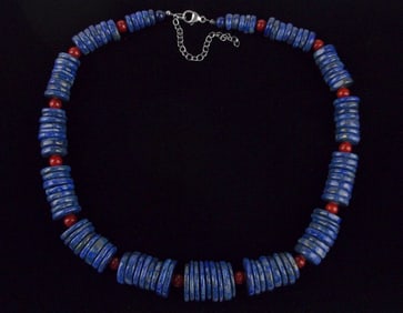 Huge Mint Carolyn Pollack Sterling Lapis Coral Necklace 22"