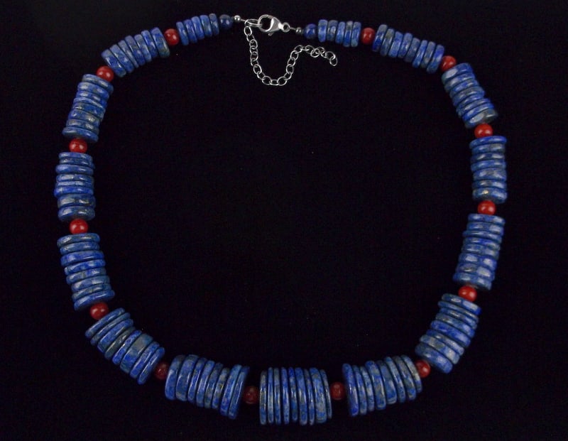Huge Mint Carolyn Pollack Sterling Lapis Coral Necklace 22": Guaranteed Solid 925 Sterling Silver, in Excellent Condition