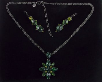 New Vint Joan Rivers Rhinestone Necklace Earrings Set 18"