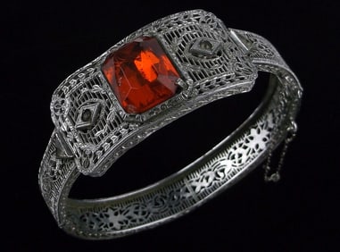 Mint 1920s JH Peckman Art Deco Rhinestone Bracelet 7.5"