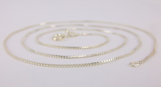Mint Vintage Italian Sterling Silver Box Chain Necklace 20"
