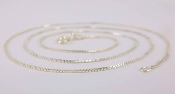 Mint Vintage Italian Sterling Silver Box Chain Necklace 20": Guaranteed Solid 925 Sterling Silver, in Excellent Condition