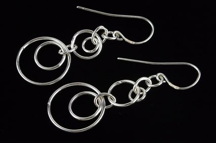 New Sterling Silver Hoop Drop Earrings