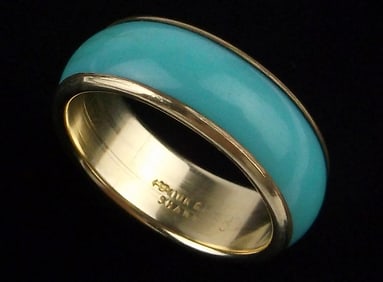 Mint Vintage 10kt GF Blue Lucite Ring Size 7.5