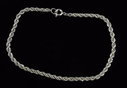 Mint Vintage 1950s Sterling Silver Rope Chain Bracelet 7"