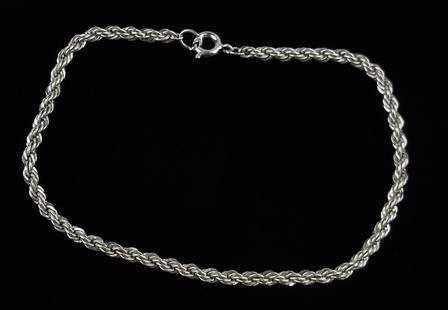 Mint Vintage 1950s Sterling Silver Rope Chain Bracelet 7": Guaranteed Solid 925 Sterling Silver, in Excellent Condition