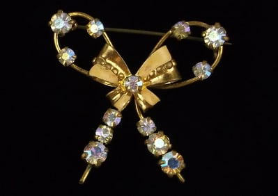 Mint Antique 1940s Austria Crystal Rhinestone Brooch