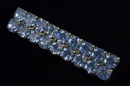 Mint Vintage Blue Rhinestone Bar Brooch