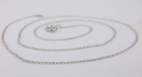 Mint Vintage 1950s Sterling Silver Chain Necklace 15.5": Guaranteed Solid 925 Sterling Silver, in Excellent Condition