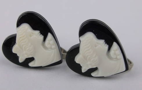 Mint Antique 1940s Celluloid Cameo Earrings: Mint Condition, In Like New Condition, Perfect
