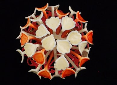 Big Mint Vintage 1960s Enameled Flower Brooch