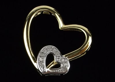 New Gold Over Sterling Silver Diamond Heart Pendant