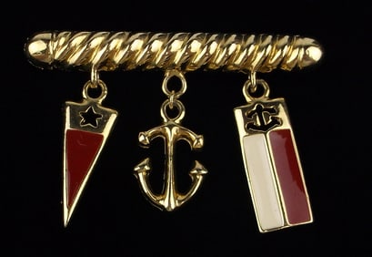 New Vintage Enameled Nautical Yacht Club Brooch
