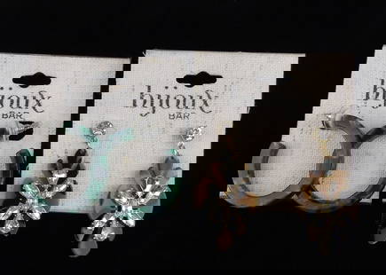 2 New Sets Bijoux Bar Rhinestone Earrings Sets Lot $38: new condition