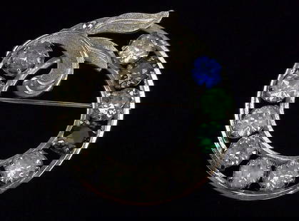 Mint Vint Thick 1950s Van Dell Sterling Silver Crystal Brooch: Guaranteed Solid 925 Sterling Silver, in Excellent Condition