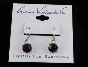 New Gloria Vanderbilt Swarovski Signed Crystal Earrings