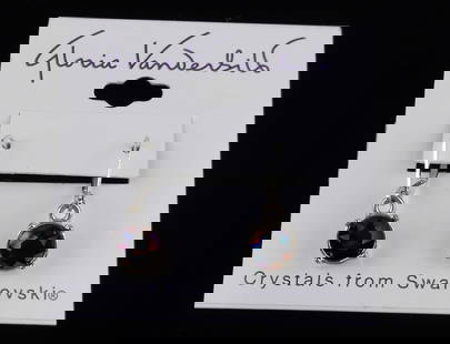 New Gloria Vanderbilt Swarovski Signed Crystal Earrings: new condition