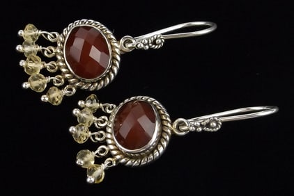 New Boxed Donald Pliner Sterling Silver Chalcedony Earrings
