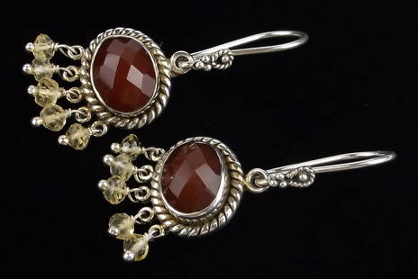 New Boxed Donald Pliner Sterling Silver Chalcedony Earrings: Solid Sterling Silver Guaranteed, in Brand New Never Worn Condition.