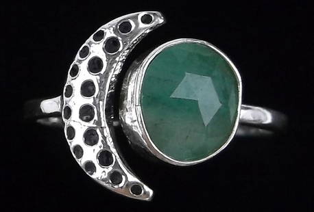 New Bali Sterling Silver 1ct Emerald Moon Ring Adjust 8-10: Solid Sterling Silver Guaranteed, in Brand New Never Worn Condition.