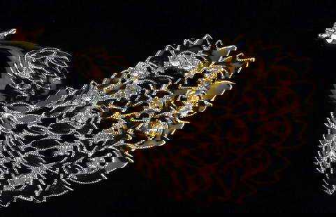 Mint Vintage Enameled Rhinestone Peacock Brooch: Mint Condition, In Like New Condition, Perfect