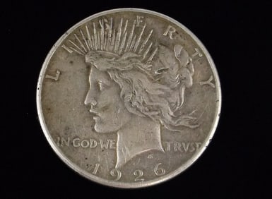 Antique 1926 S US Silver Peace Dollar Coin