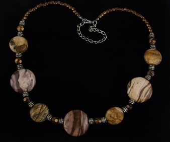 Mint Vintage Picture Jasper Necklace 20"